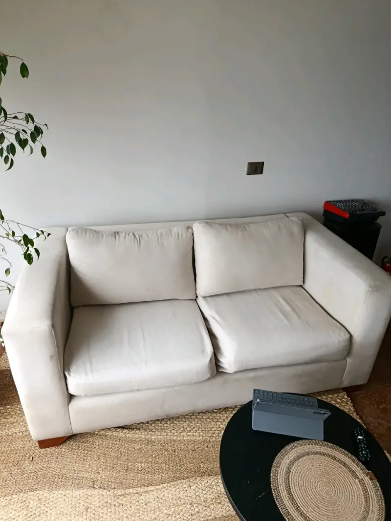 Sofá beige de dos plazas en buen estado - 1