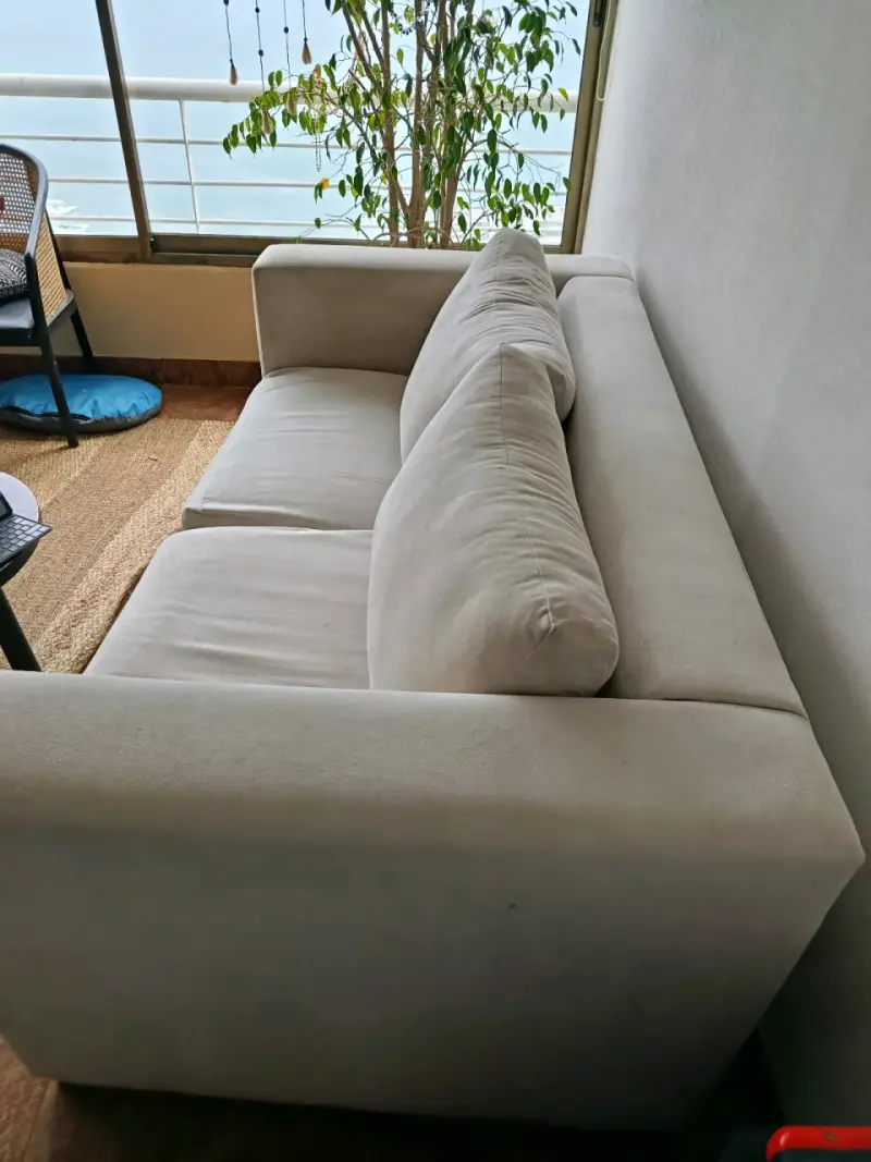 Sofá beige de dos plazas en buen estado - 3