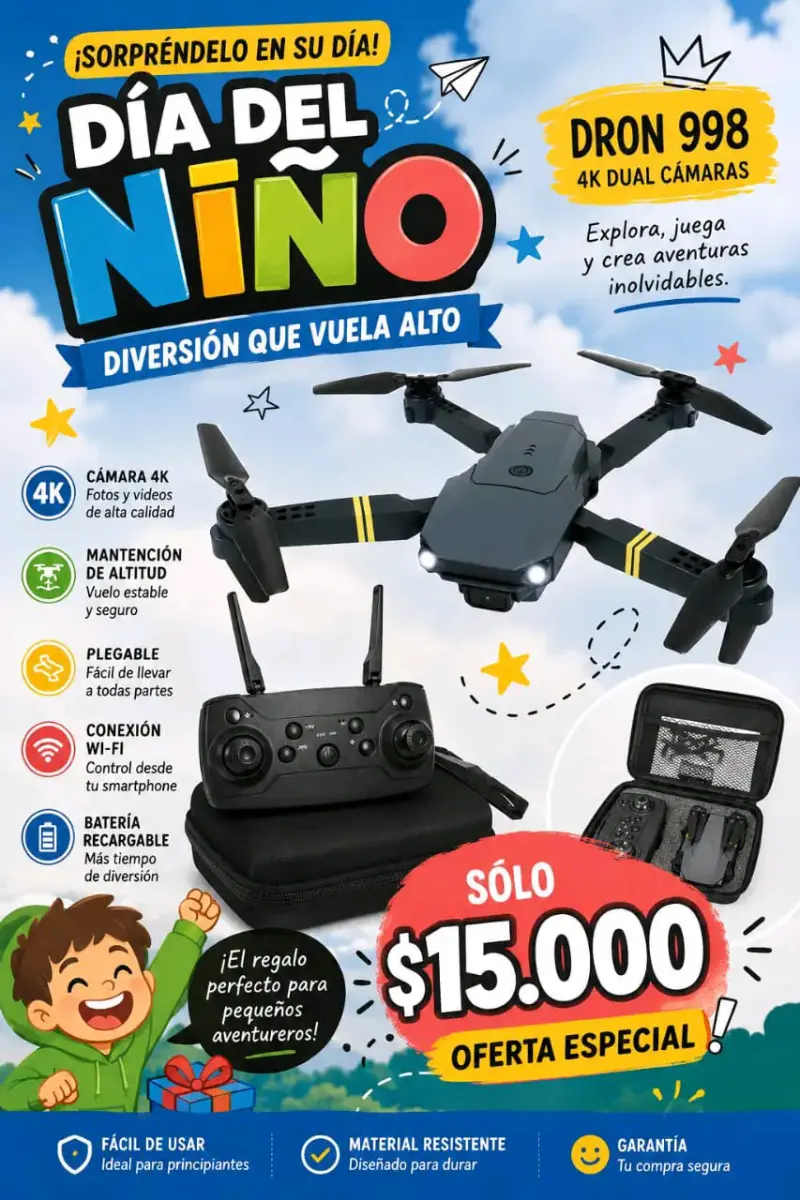 Dron 998 con Cámara Dual 4K y Control Remoto - 4
