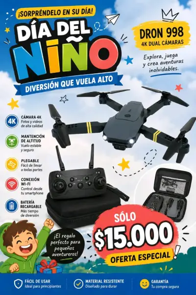 Dron 998 con Cámara Dual 4K y Control Remoto - miniatura 4