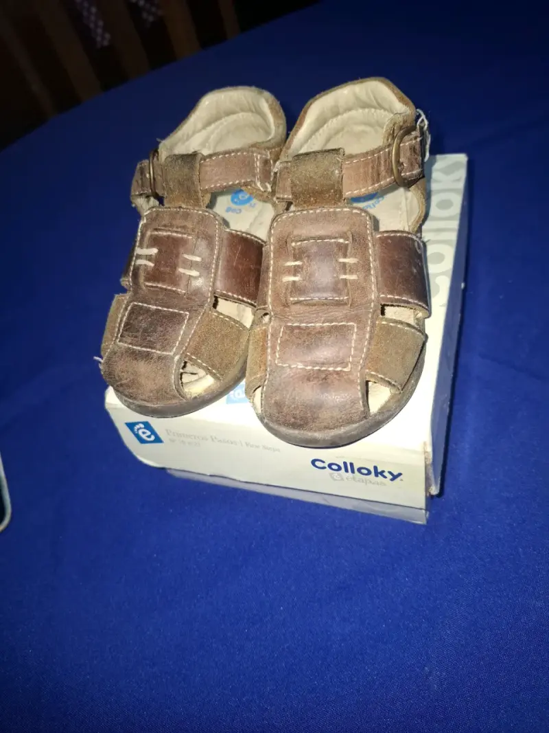 Sandalias de cuero para bebé Colloky marrón - 3