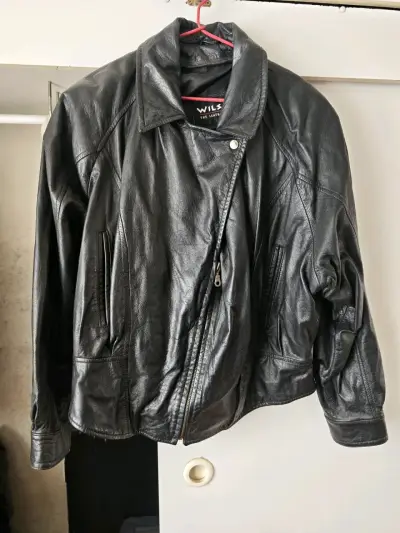 Chaqueta de cuero legitimo negra Wilson - miniatura 1