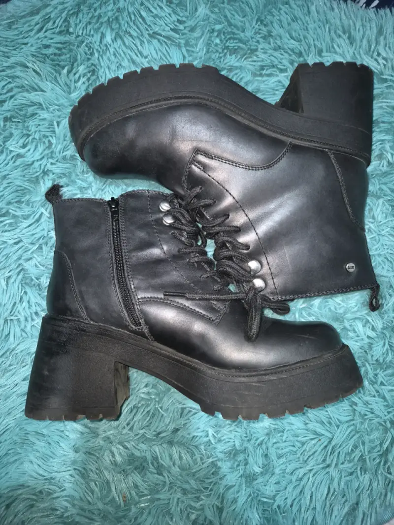 Botines de cuero negro  38 bruno rossi plataforma - 2