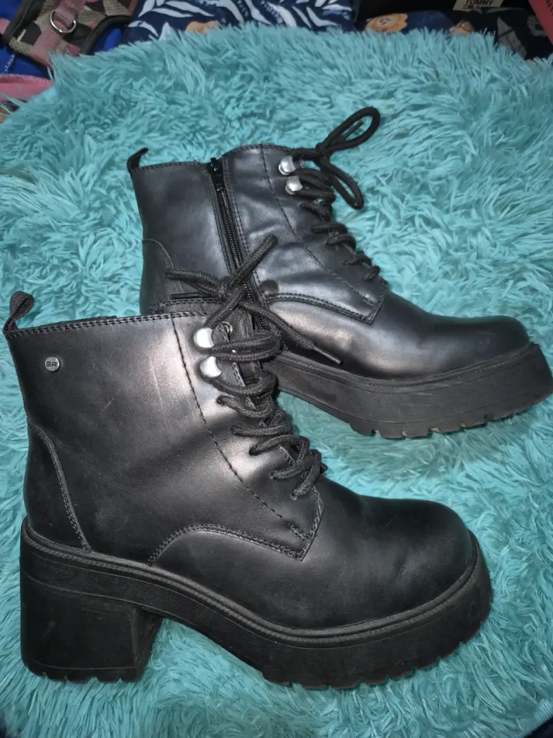 Botines de cuero negro  38 bruno rossi plataforma - 3