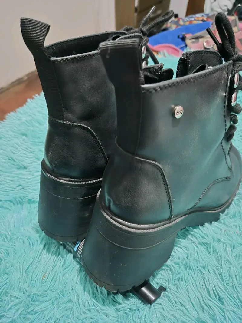 Botines de cuero negro  38 bruno rossi plataforma - 4