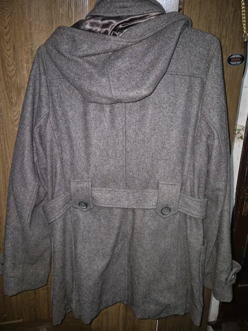 Abrigo de lana gris con capucha GAP m-l - 2