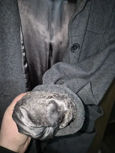 Abrigo de lana gris con capucha GAP m-l - miniatura 3