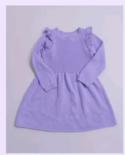 Vestido de niña lila con volantes - miniatura 1