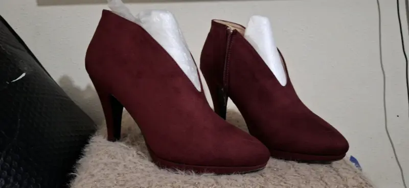 Botines de tacón alto burdeos para mujer - 2