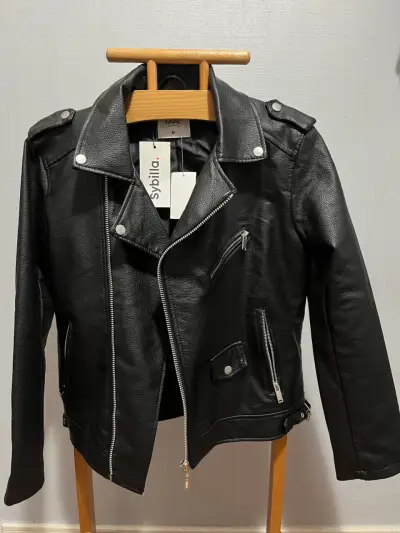 Chaqueta de cuero negra Sybilla para mujer - miniatura 1