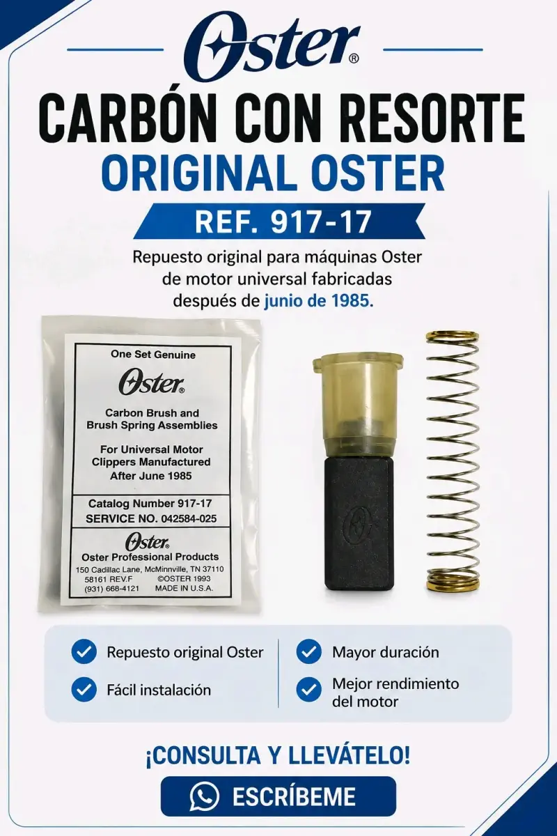 Carbón con resorte original Oster para máquinas