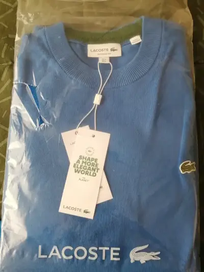 Sweater lacoste azul, talla L, cuello redondo - miniatura 2