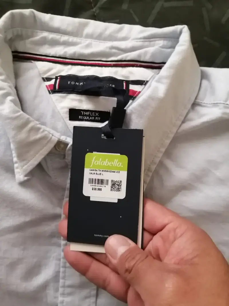 Camisa Tommy Hilfiger THFlex Azul Claro Talla L - 2