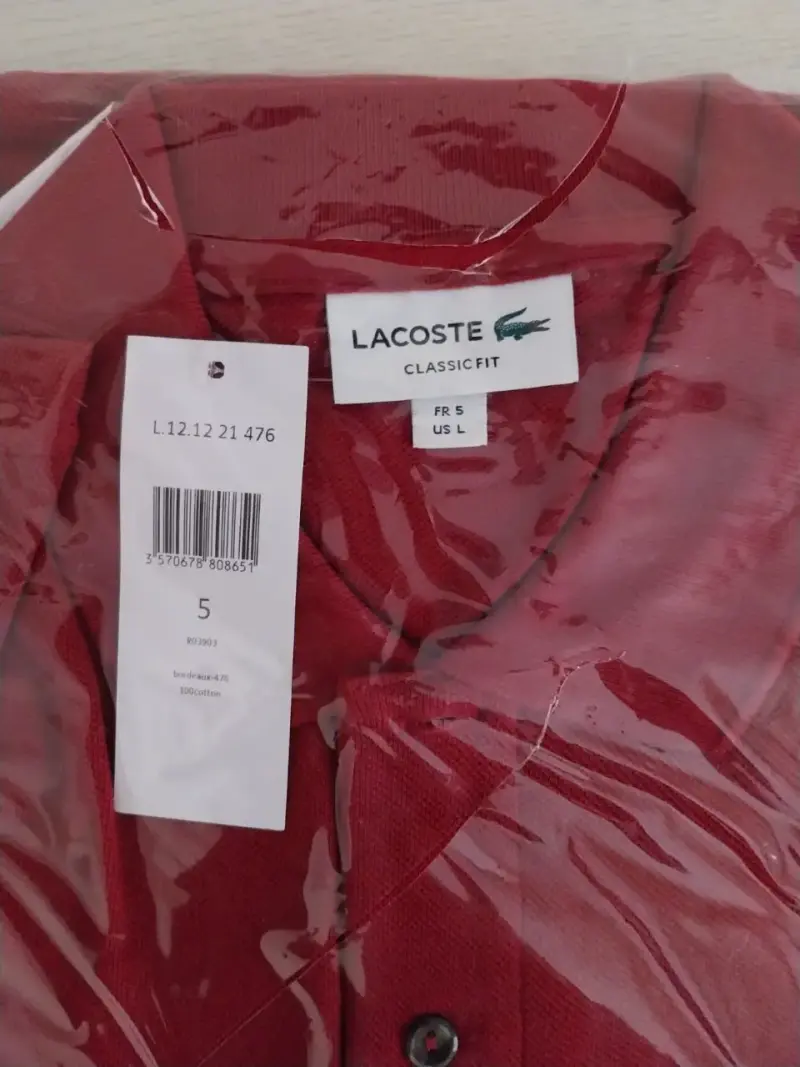 Polera Polo Lacoste Classic Fit burdeo, L, nueva - 2