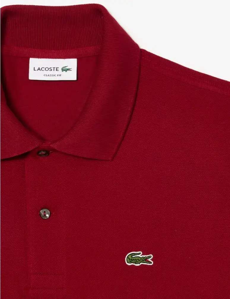 Polera Polo Lacoste Classic Fit burdeo, L, nueva - 5
