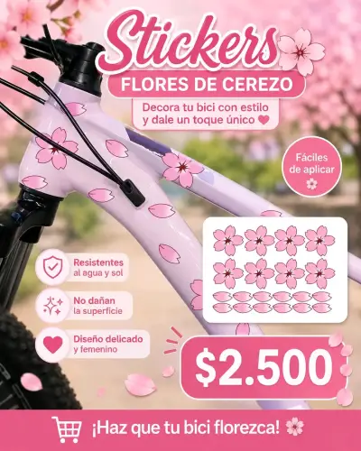 Stickers decorativos flores de cerezo para bicicleta - miniatura 1