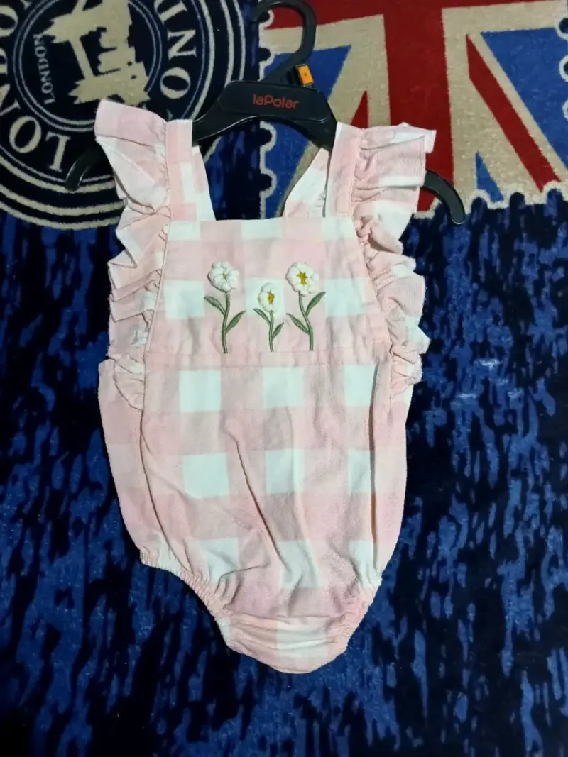 Vestido de niña con estampado floral y rayas - 6