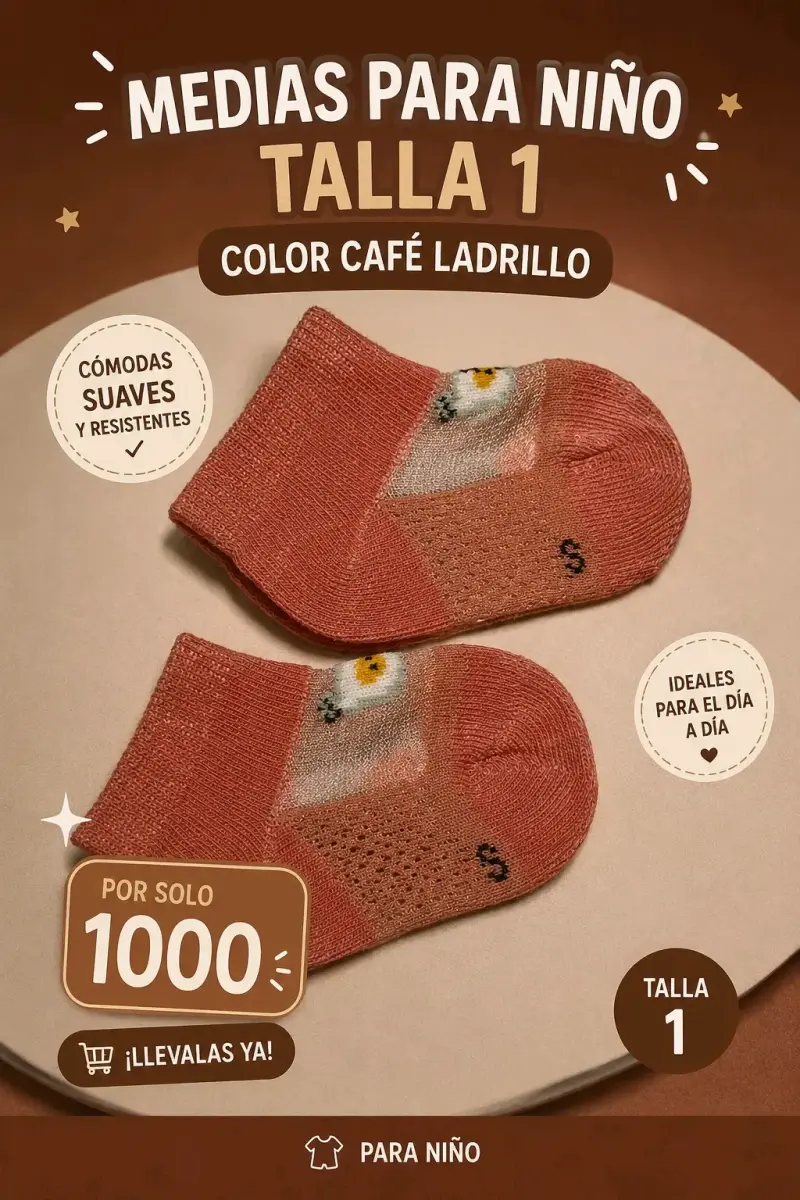 Medias para niño color café ladrillo talla 1