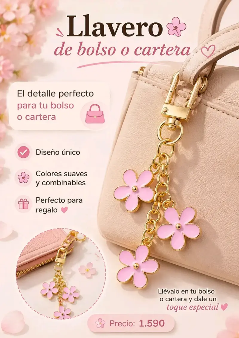 Llavero de flores para bolso o cartera