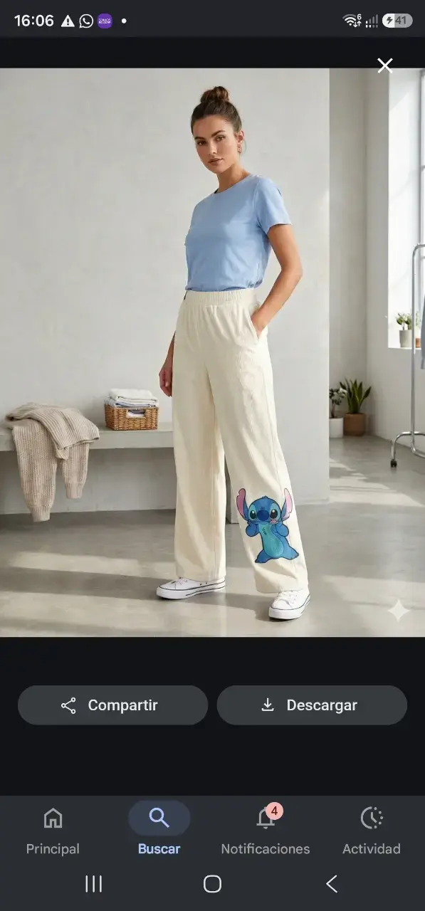 Pantalones anchos con diseño de Stitch para mujer