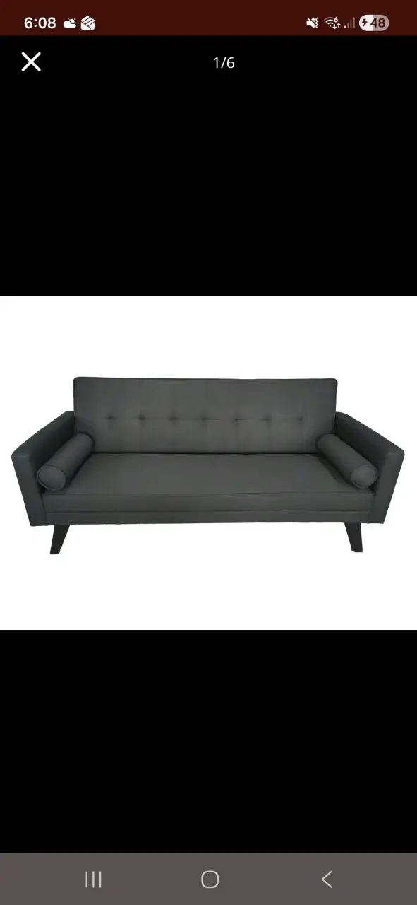 Sofá cama gris moderno con cojines - 2