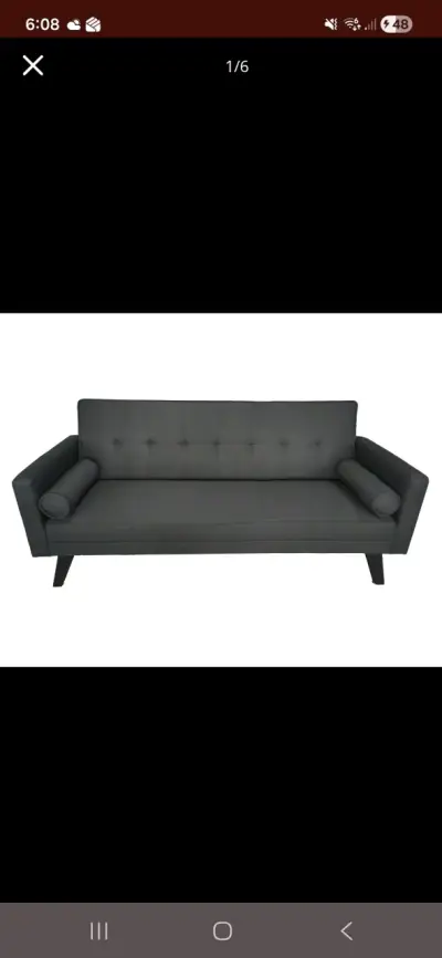 Sofá cama gris moderno con cojines - miniatura 2