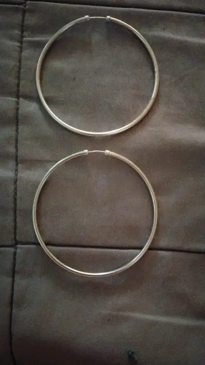 Aros  grandes en plata ley 925 - miniatura 2