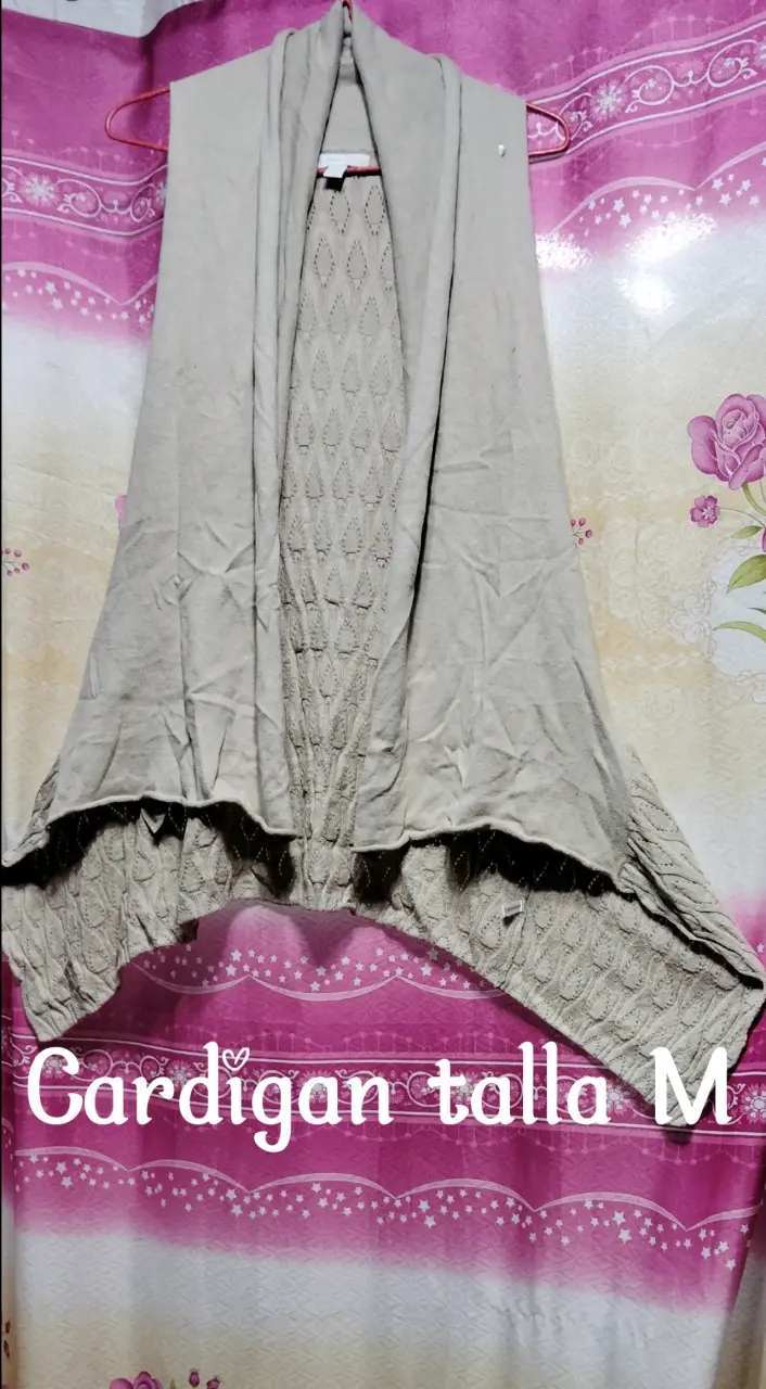 Chaleco tejido sin mangas beige - 2