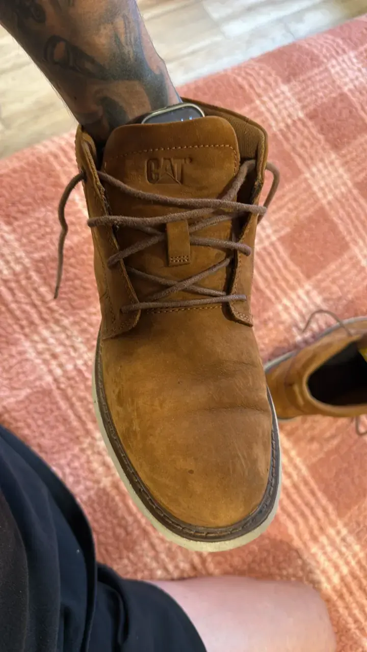 Botas de cuero marrón CAT para hombre - 4