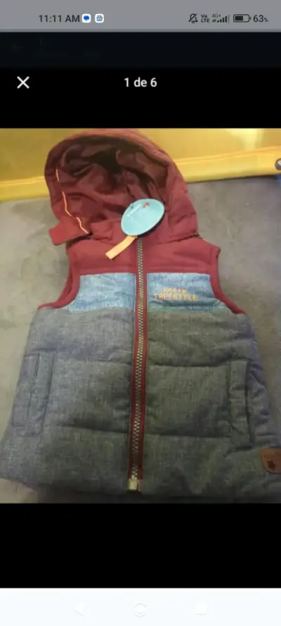 Chaleco acolchado con capucha para niños 6mil - miniatura 3