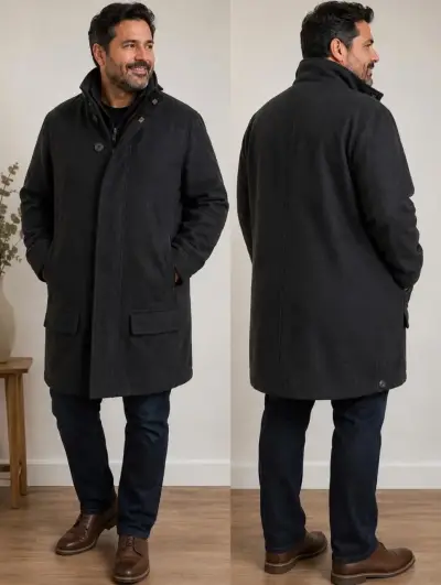 Abrigo de lana gris oscuro para hombre - miniatura 1