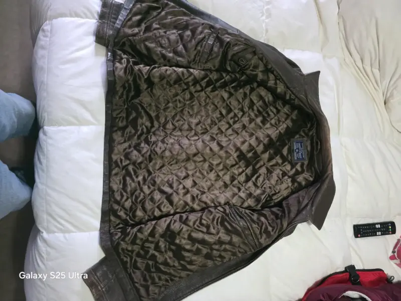 Chaqueta de cuero marrón para hombre - 1