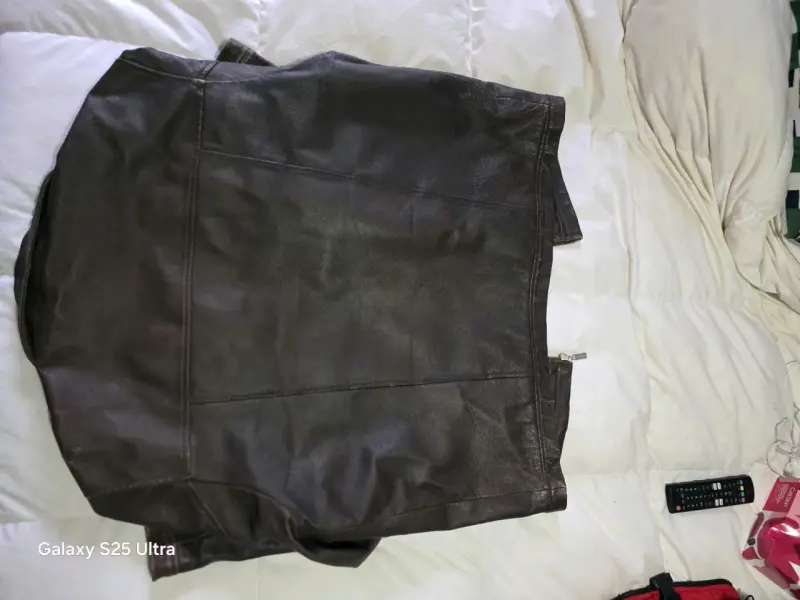 Chaqueta de cuero marrón para hombre - 2