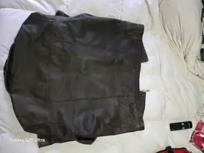 Chaqueta de cuero marrón para hombre - miniatura 2