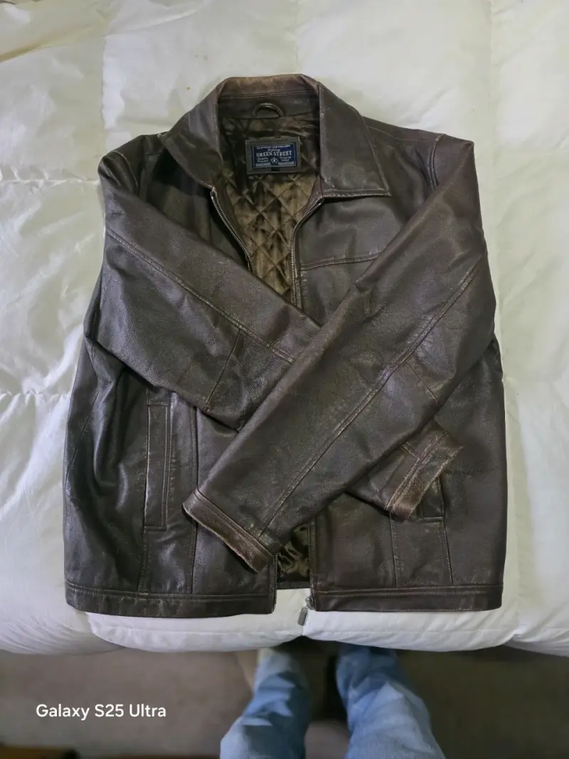 Chaqueta de cuero marrón para hombre - 3