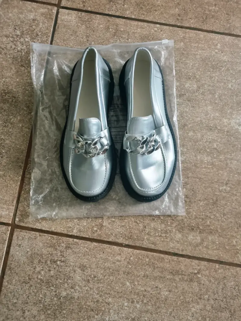 Mocasines plateados con suela gruesa para mujer - 2