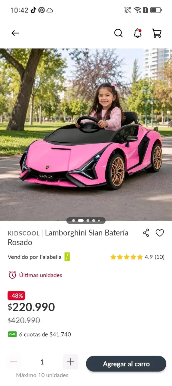 Auto eléctrico para niños Lamborghini Sian rosado