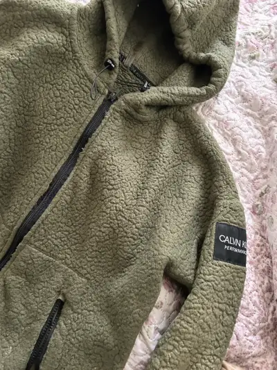 Chaqueta de polar verde Calvin Klein con capucha - miniatura 2