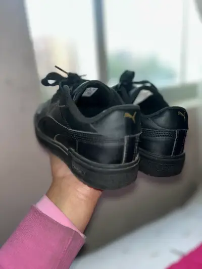 Zapatillas negras Puma de cuero para niñ@s - miniatura 2