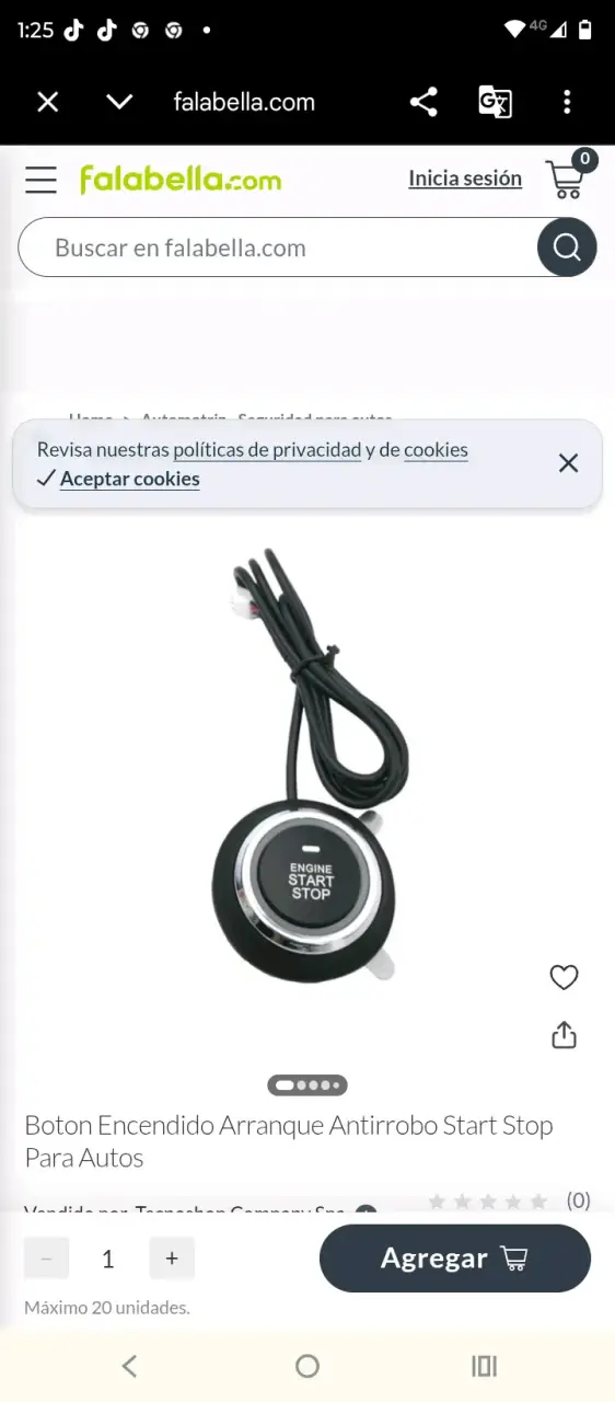 Botón de encendido arranque antirrobo para autos