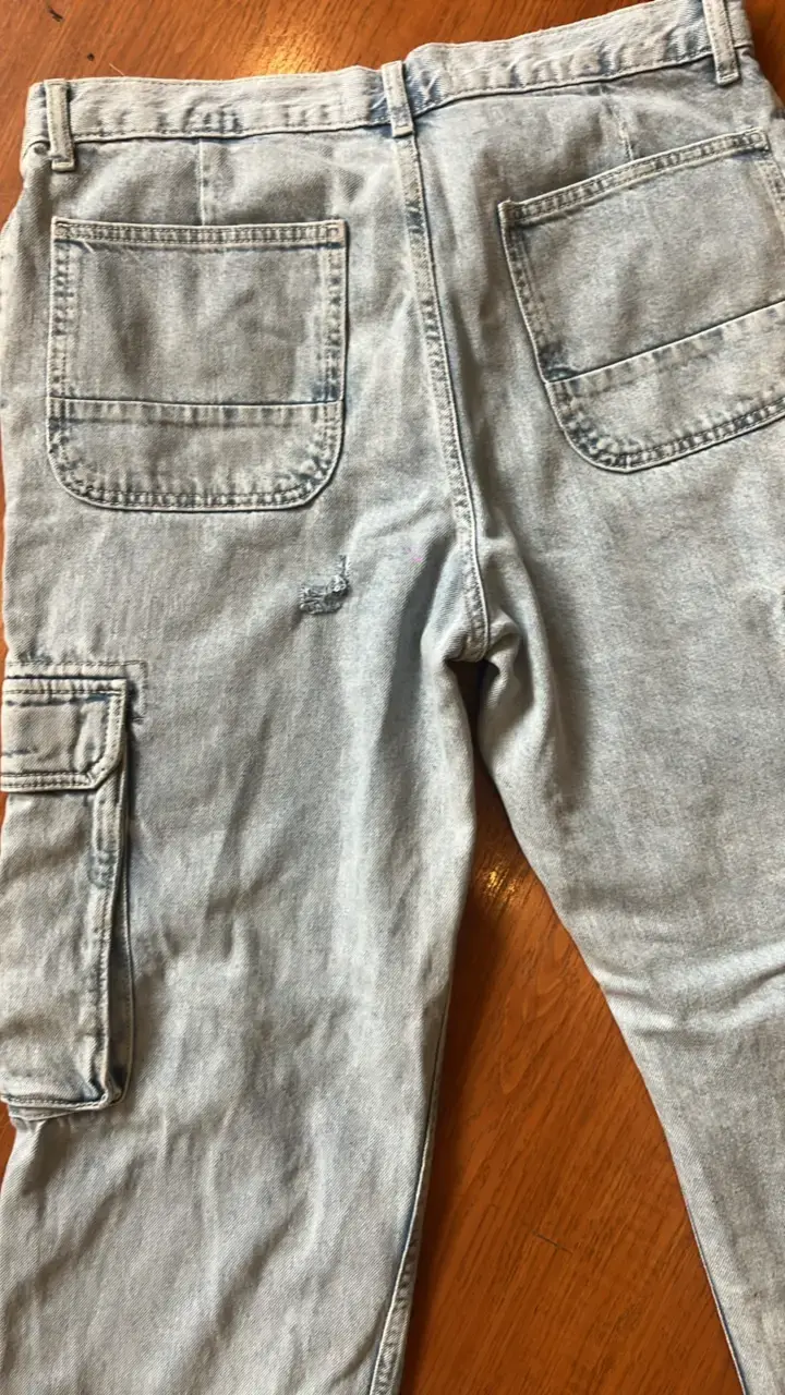 Pantalones cargo de mezclilla claros para hombre - 3