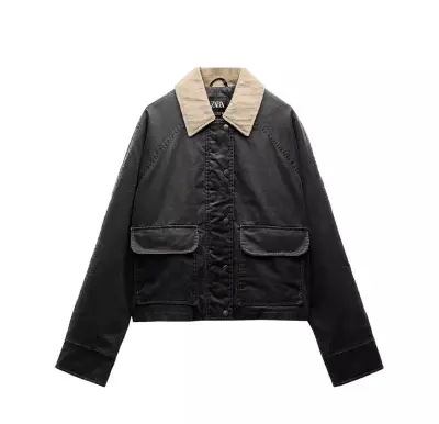 Chaqueta gris engomada Zara - miniatura 1