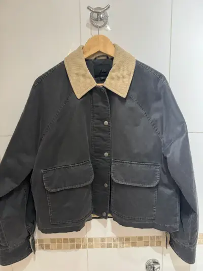Chaqueta gris engomada Zara - miniatura 3