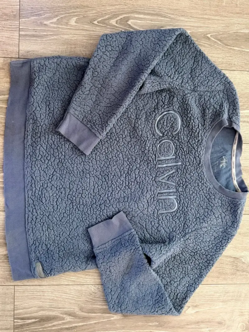 Polerón de lana Calvin Klein gris y burdeos - 1