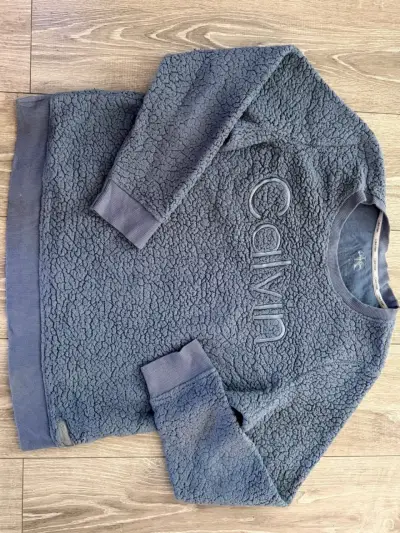 Polerón de lana Calvin Klein gris y burdeos - miniatura 1