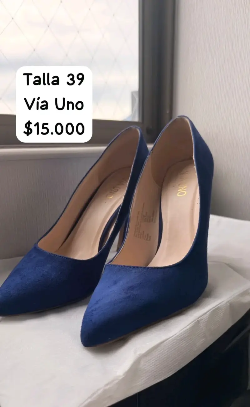 Zapatos de Tacón Azul Talla 39 Via Uno