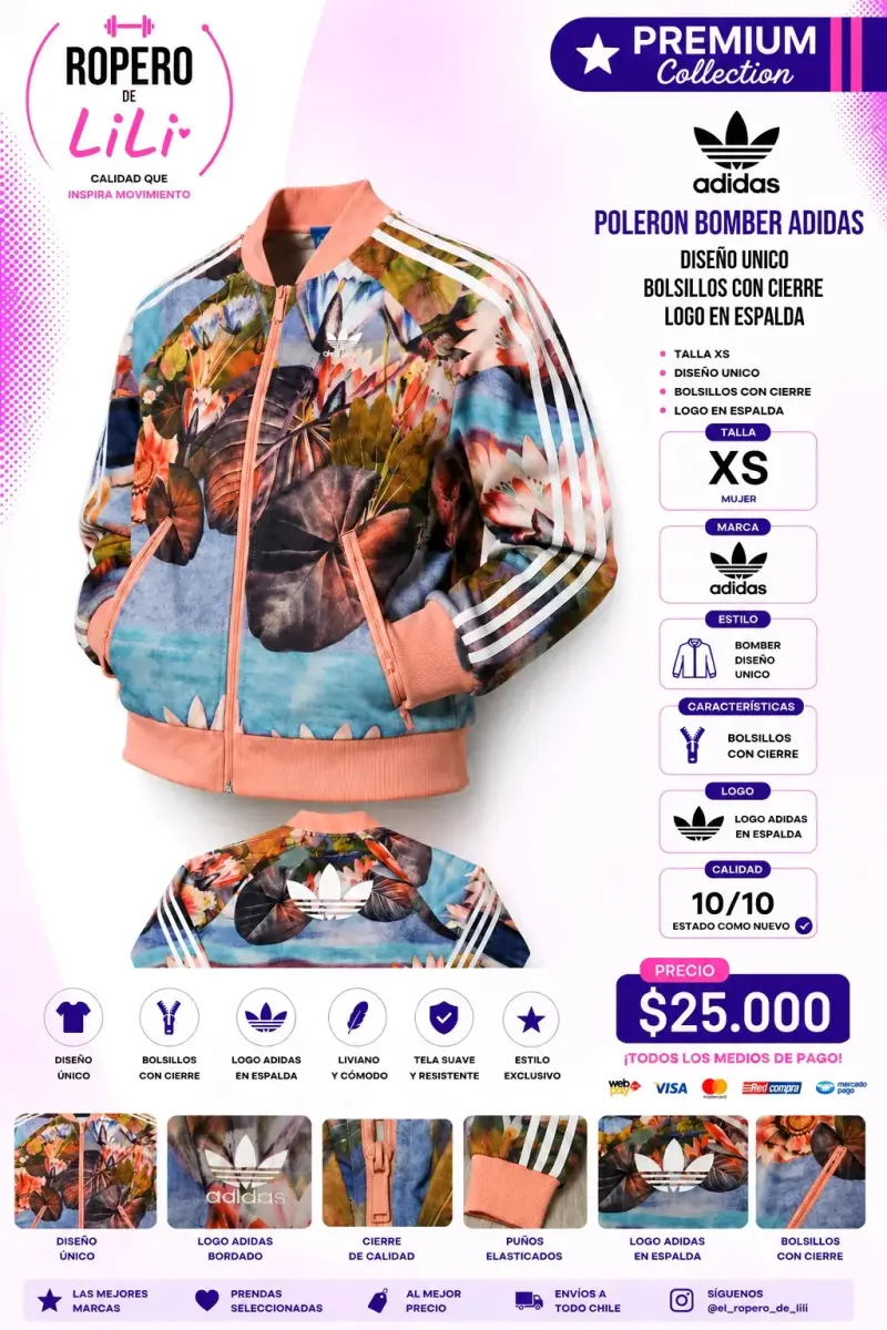 Polerón Bomber Adidas Diseño Único XS