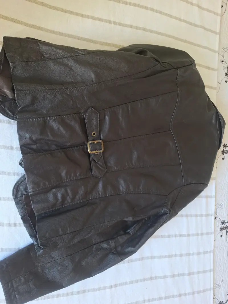 Chaqueta de cuero marrón para mujer - 5