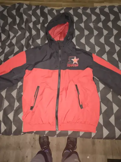 Chaqueta cortaviento Starter roja y negra - miniatura 2