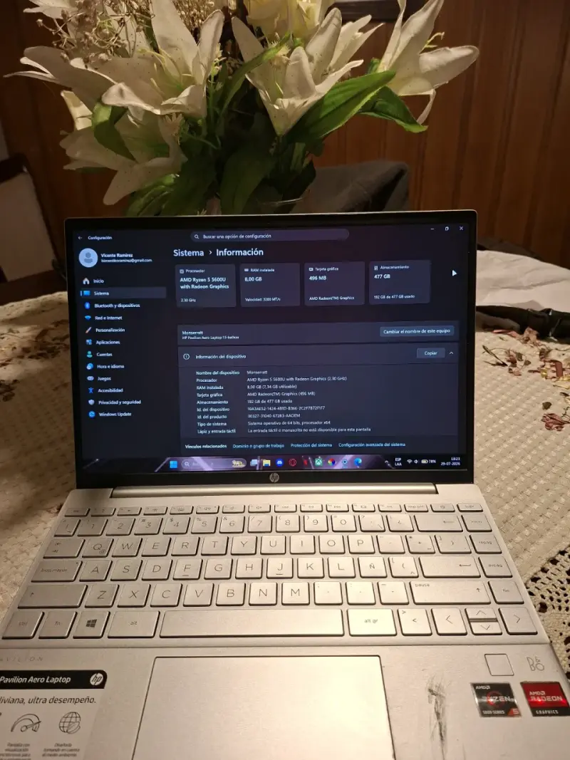 Laptop HP Pavilion Aero Ryzen 5 5600U 8GB RAM - 2